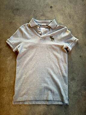 Vintage  Abercrombie And Fitch  Moose Logo Grey Muscle Polo